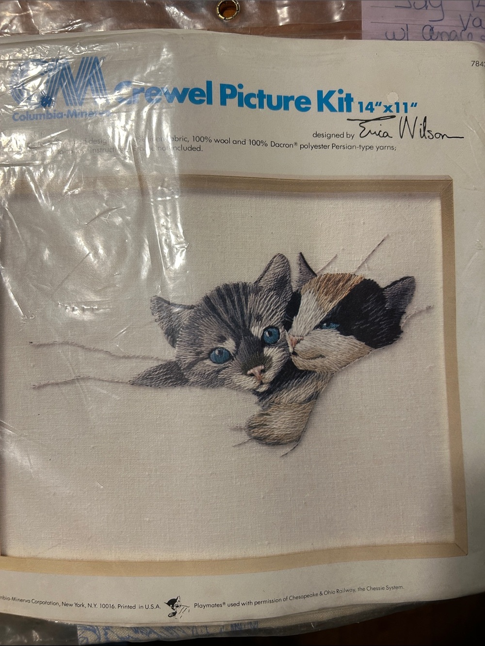 Cats Embroidery Picture Kit vintage 1977
